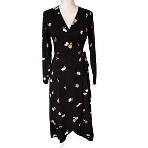 Armedangels Armed Angels Size S Elke Fall Flowers Wrap Midi Dress Floral Print